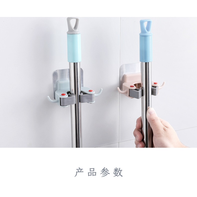 拖把掛鉤衛生間免打孔拖把夾神器浴室壁掛墻上強力粘膠拖布置物架-細節圖8