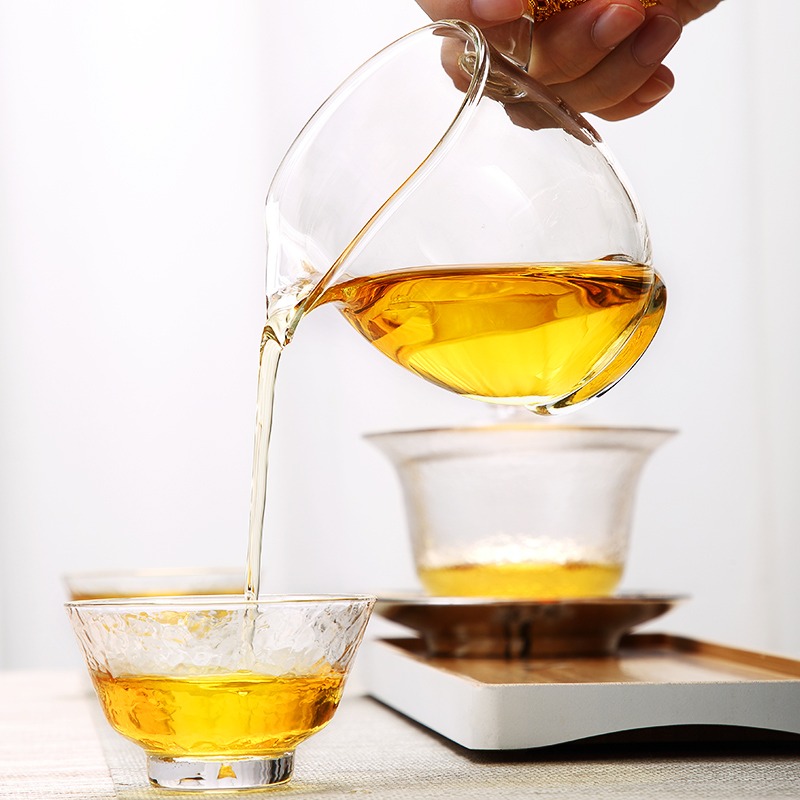 唐豐鍍金側把公道杯鏤空家用玻璃分茶器單個日式透明貪心杯190256-細節圖5