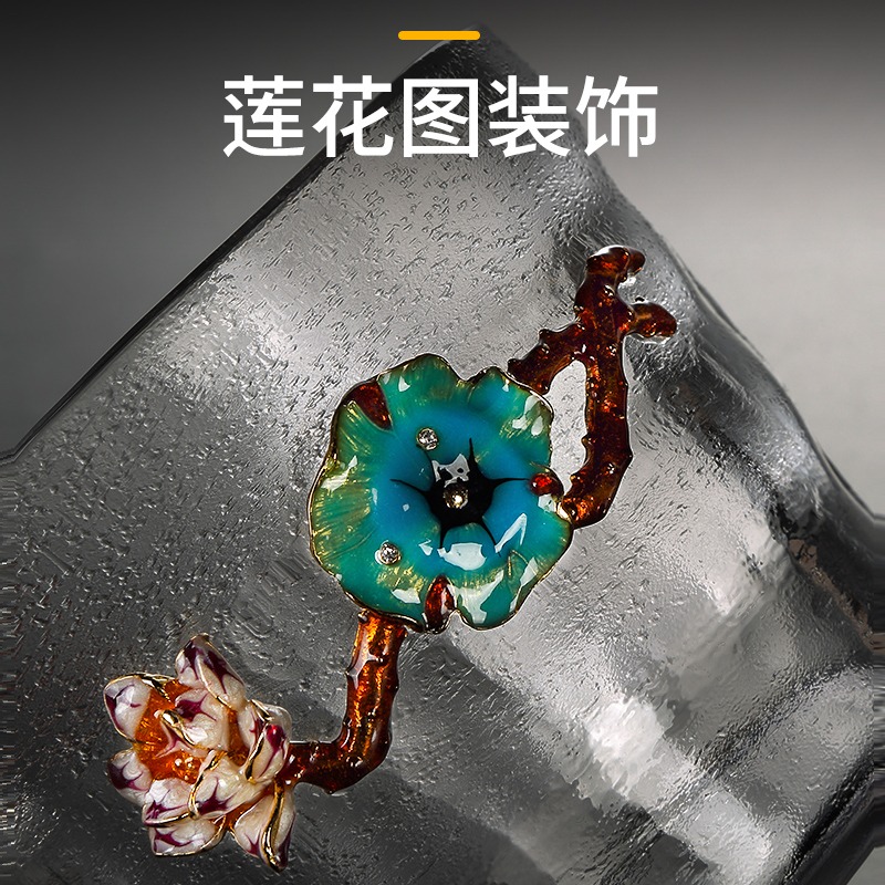 唐豐玻璃茶洗小號蓮花錘紋洗茶杯器皿家用透明多功能杯洗190211Z-細節圖5