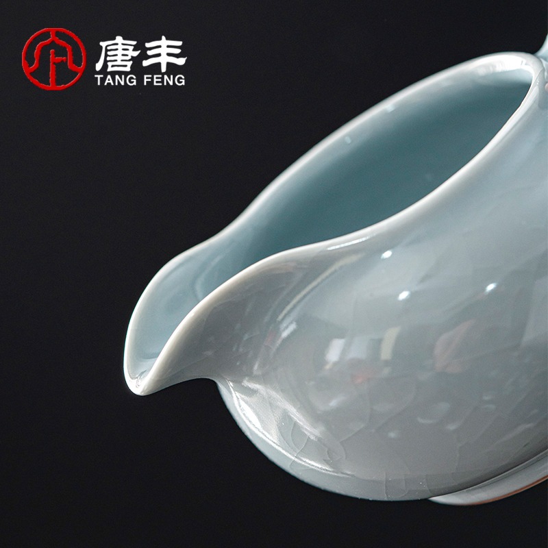 唐豐汝瓷公道杯家用大容量裝茶器帶把功夫茶海開片可養貪心杯簡約-細節圖3