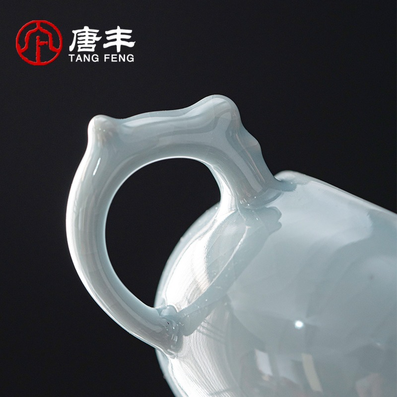 唐豐汝瓷公道杯家用大容量裝茶器帶把功夫茶海開片可養貪心杯簡約-細節圖4