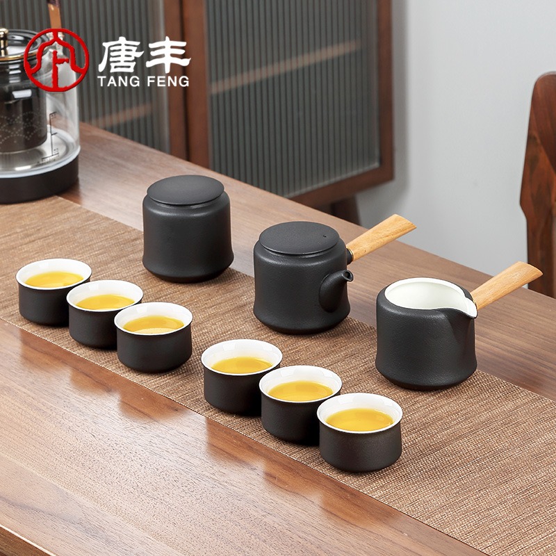 唐豐陶瓷功夫茶具小套禮盒裝家用側把泡茶壺公道杯陽臺簡易泡茶器-細節圖2