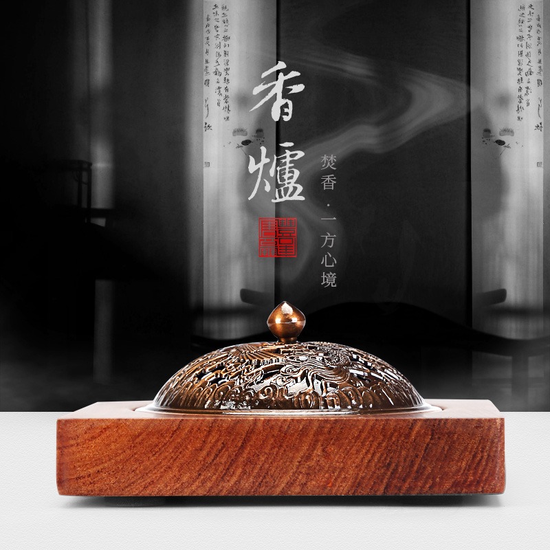 唐豐香爐家用客廳實木薰香爐中式禪意擺件盤功夫茶道香插擺件A-細節圖2