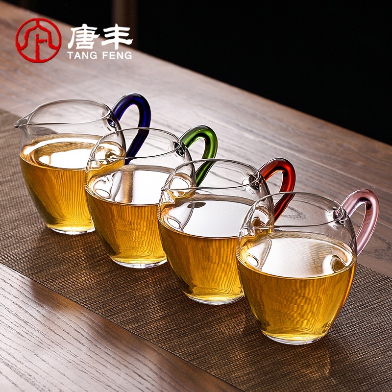 玻璃公道杯帶手柄防燙家用大容量耐熱分茶器小清新貪心杯單個茶海-細節圖2