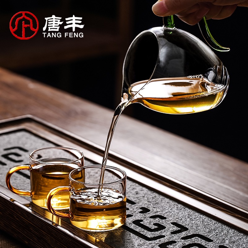 玻璃公道杯帶手柄防燙家用大容量耐熱分茶器小清新貪心杯單個茶海-細節圖3