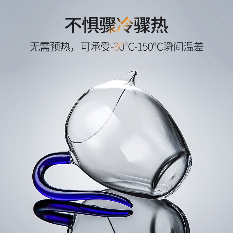 玻璃公道杯帶手柄防燙家用大容量耐熱分茶器小清新貪心杯單個茶海-細節圖4