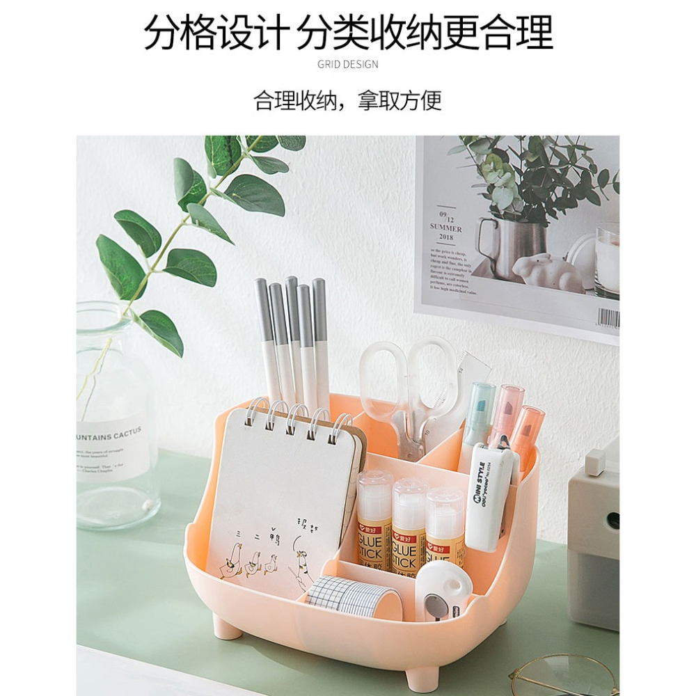 桌面文具收納盒家用化妝刷口紅書桌盒子宿舍雜物分格整理置物架子-細節圖9
