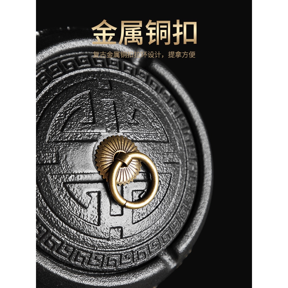 唐豐陶瓷帶蓋煙灰缸輕奢家用客廳防飛灰煙盅個性創意潮流禪意擺件-細節圖5