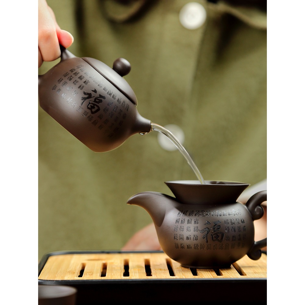 唐豐紫砂旅行茶具帶茶盤戶外便攜收納包功夫泡茶壺一壺四杯快客杯-細節圖5