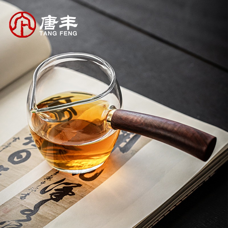 玻璃側把公道杯防燙家用功夫透明貪心杯高硼硅耐熱輕奢裝茶器茶海-細節圖2