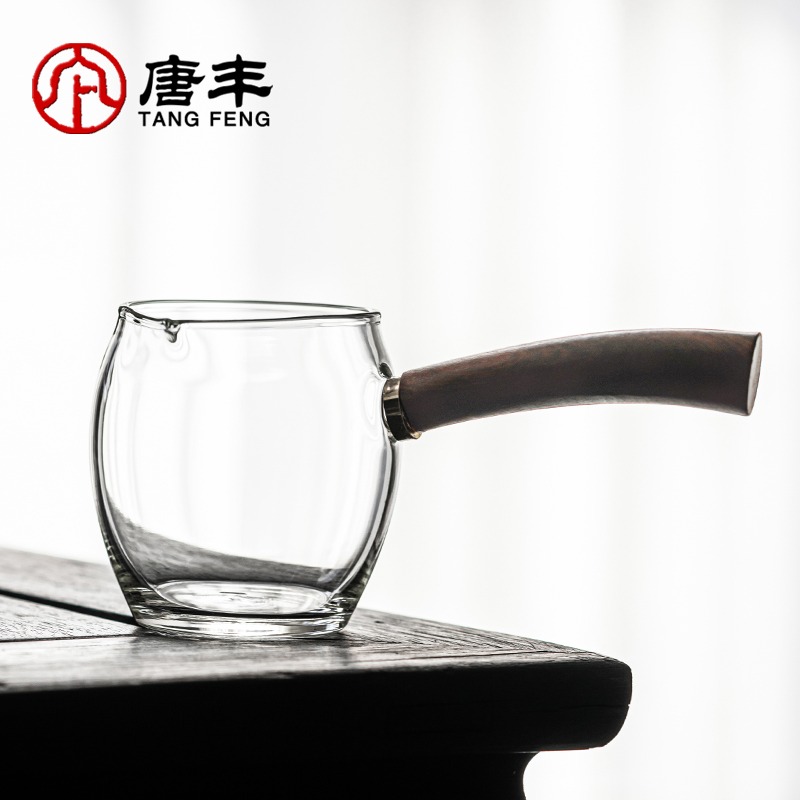 玻璃側把公道杯防燙家用功夫透明貪心杯高硼硅耐熱輕奢裝茶器茶海-細節圖3