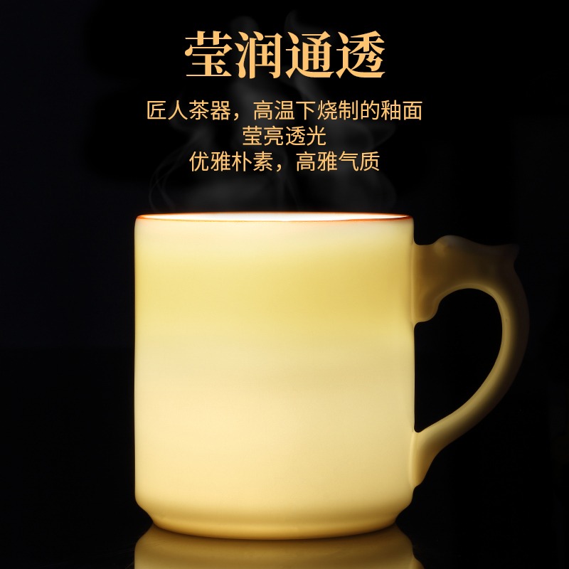 唐豐汝窯辦公杯家用茶水分離過濾泡茶杯開片可養個人喝茶杯禮盒裝-細節圖3