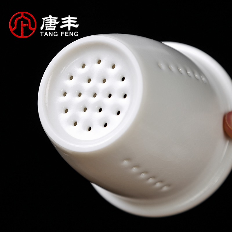 唐豐汝窯辦公杯家用茶水分離過濾泡茶杯開片可養個人喝茶杯禮盒裝-細節圖4