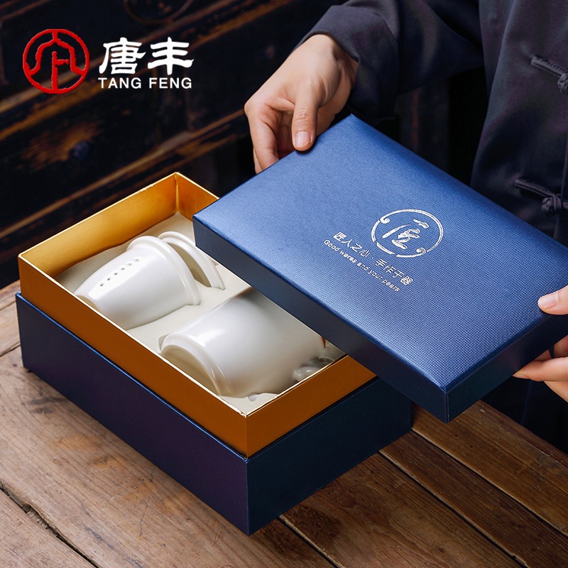 唐豐汝窯辦公杯家用茶水分離過濾泡茶杯開片可養個人喝茶杯禮盒裝-細節圖5