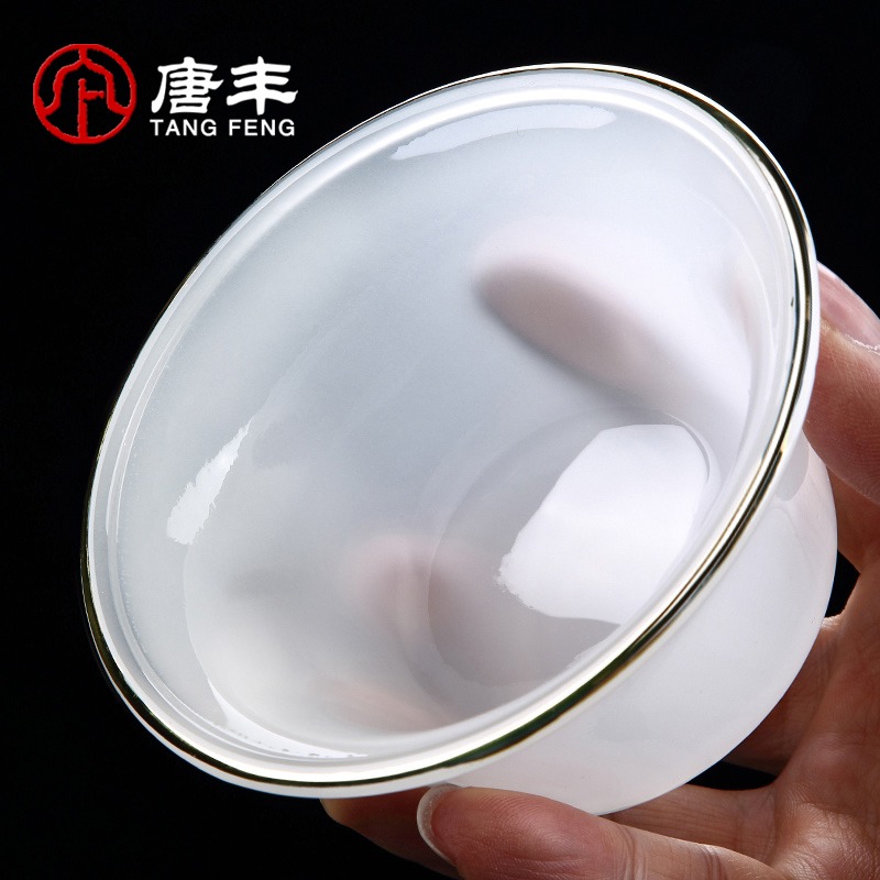 唐豐琉璃蓋碗茶杯單個大號三才碗家用功夫茶手抓碗簡約玉瓷敬茶碗-細節圖4