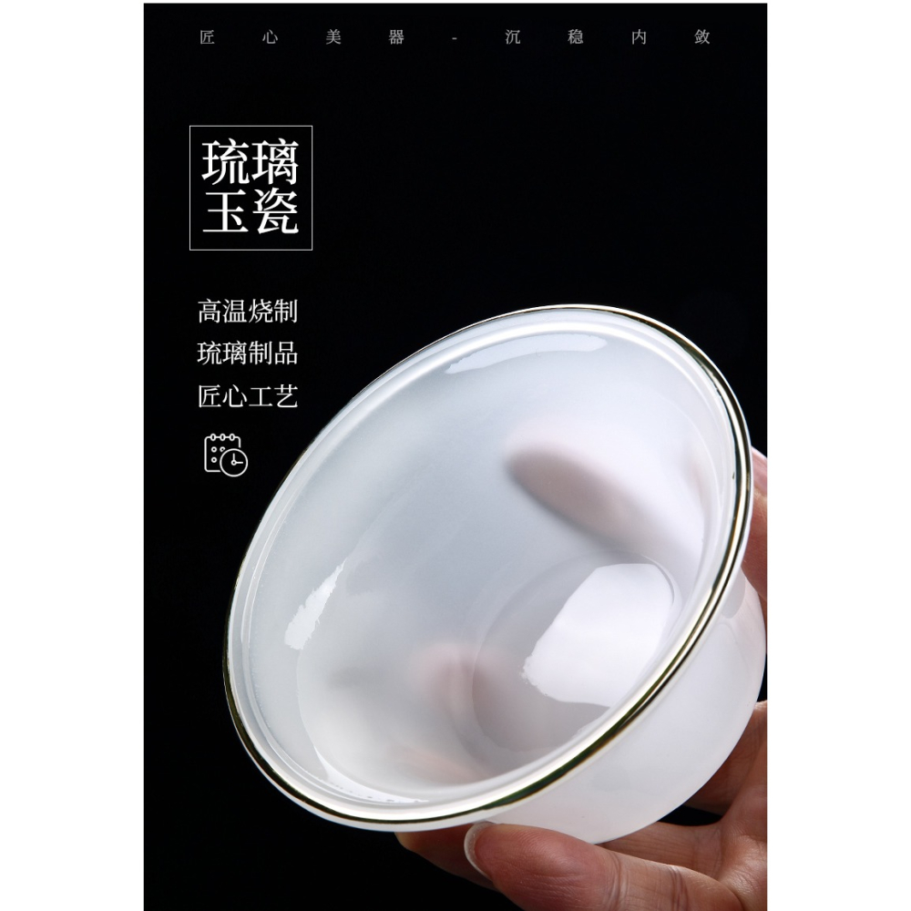 唐豐琉璃蓋碗茶杯單個大號三才碗家用功夫茶手抓碗簡約玉瓷敬茶碗-細節圖7