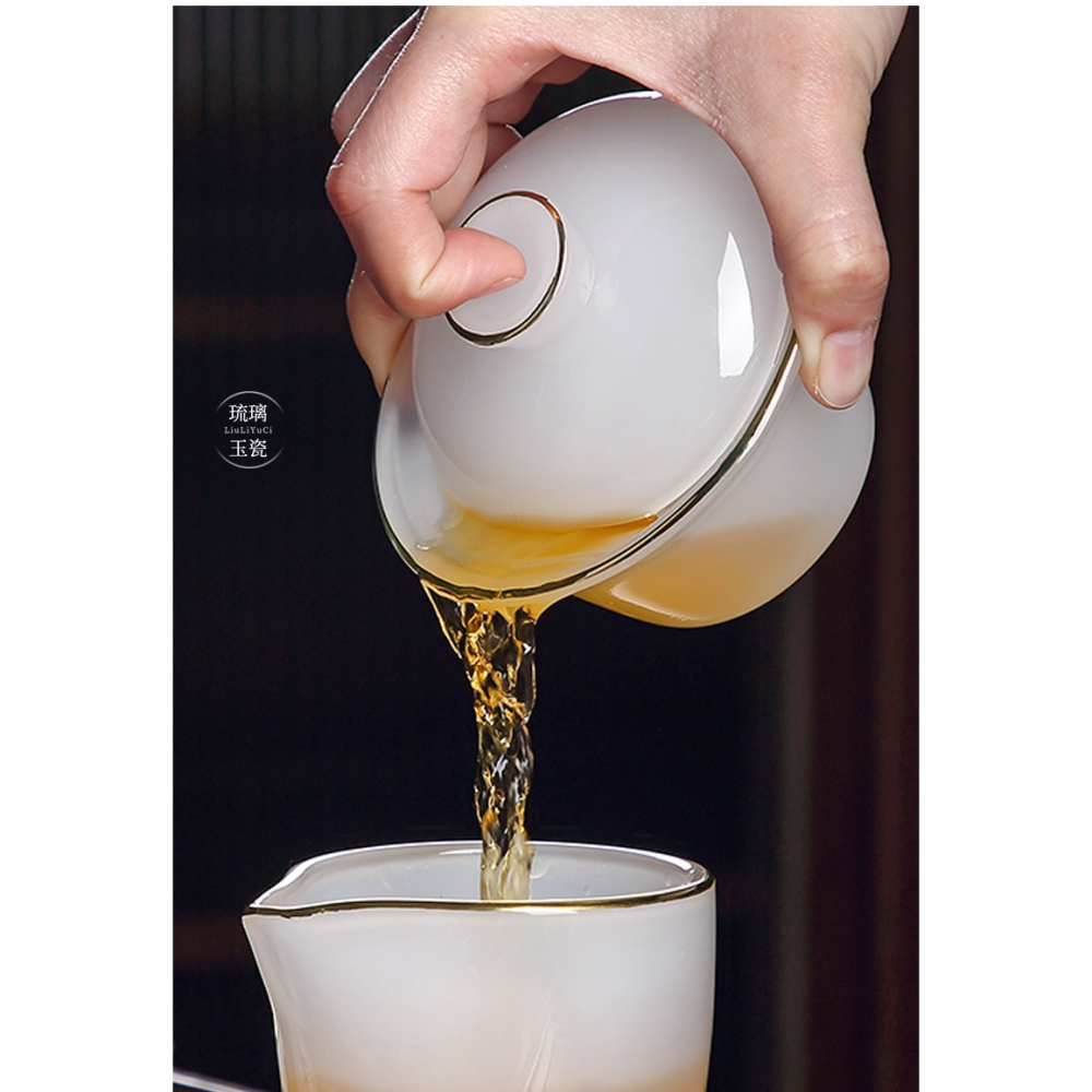 唐豐琉璃蓋碗茶杯單個大號三才碗家用功夫茶手抓碗簡約玉瓷敬茶碗-細節圖10