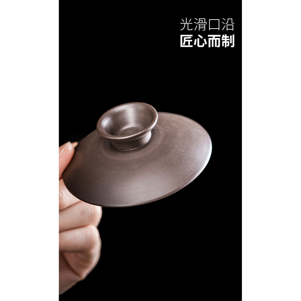 唐豐紫砂蓋碗茶杯家用大容量心經三才碗單個復古敬茶碗功夫泡茶器-細節圖10