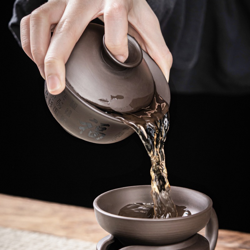 唐豐紫砂三才蓋碗茶杯單個家用大容量功夫泡茶器簡約復古風敬茶碗-細節圖3