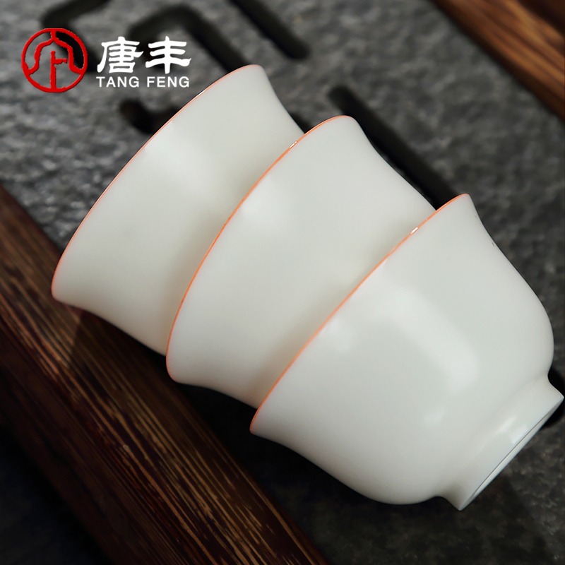 唐豐豬油白功夫茶杯陶瓷開片品茗杯家用建盞鈴鐺杯主人杯茶碗單個-細節圖5