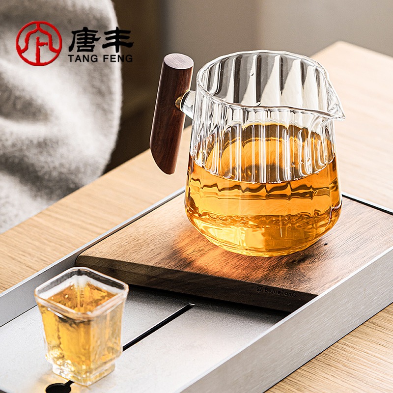 玻璃公道杯側把防燙家用大容量耐熱貪心杯功夫茶海單個輕奢分茶器-細節圖2