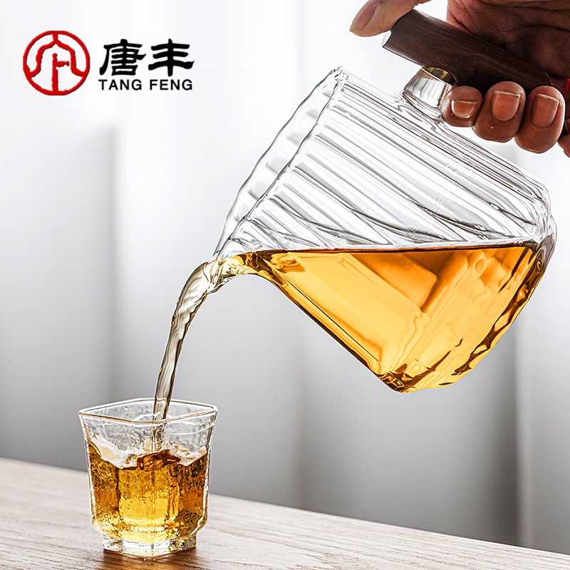 玻璃公道杯側把防燙家用大容量耐熱貪心杯功夫茶海單個輕奢分茶器-細節圖3