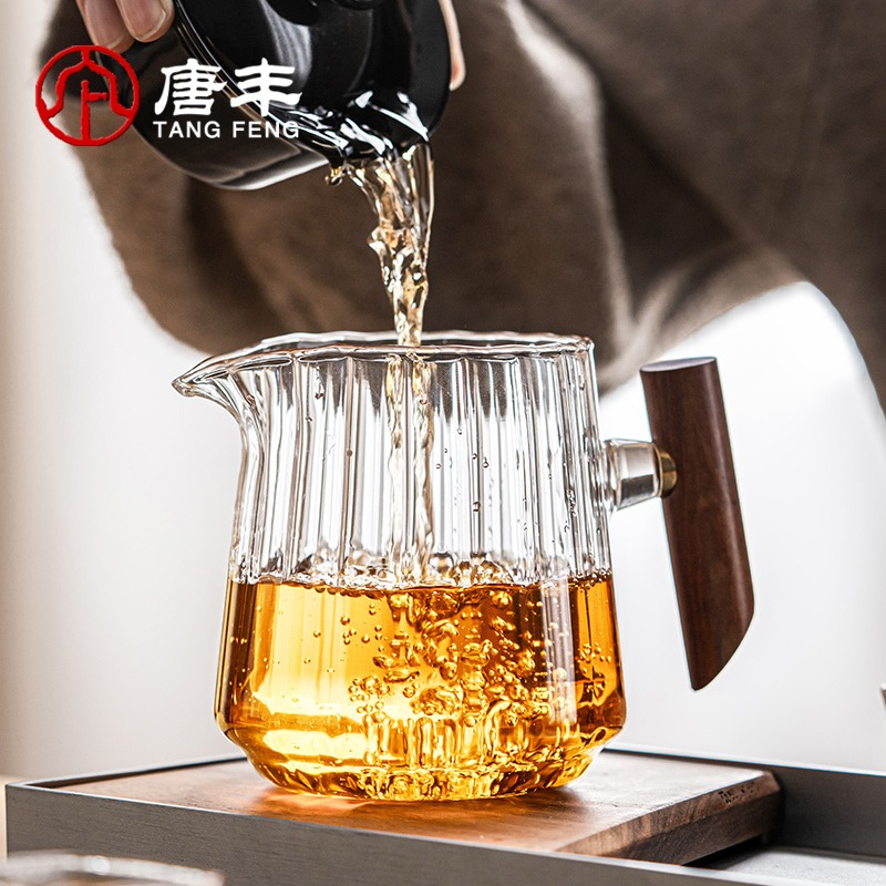 玻璃公道杯側把防燙家用大容量耐熱貪心杯功夫茶海單個輕奢分茶器-細節圖4
