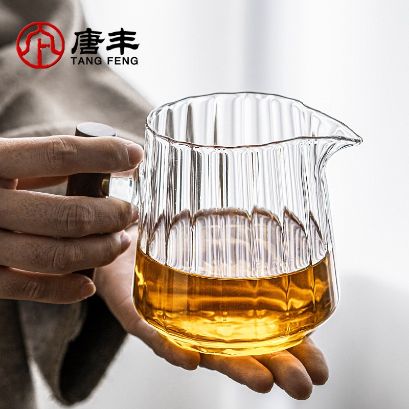 玻璃公道杯側把防燙家用大容量耐熱貪心杯功夫茶海單個輕奢分茶器-細節圖5