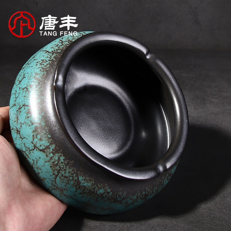 唐豐窯變陶瓷煙灰缸家用客廳復古中式防飛灰煙缸辦公簡約茶幾配A-細節圖2