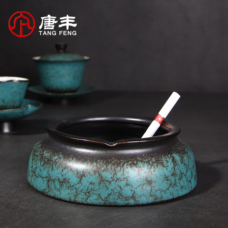 唐豐窯變陶瓷煙灰缸家用客廳復古中式防飛灰煙缸辦公簡約茶幾配A-細節圖3