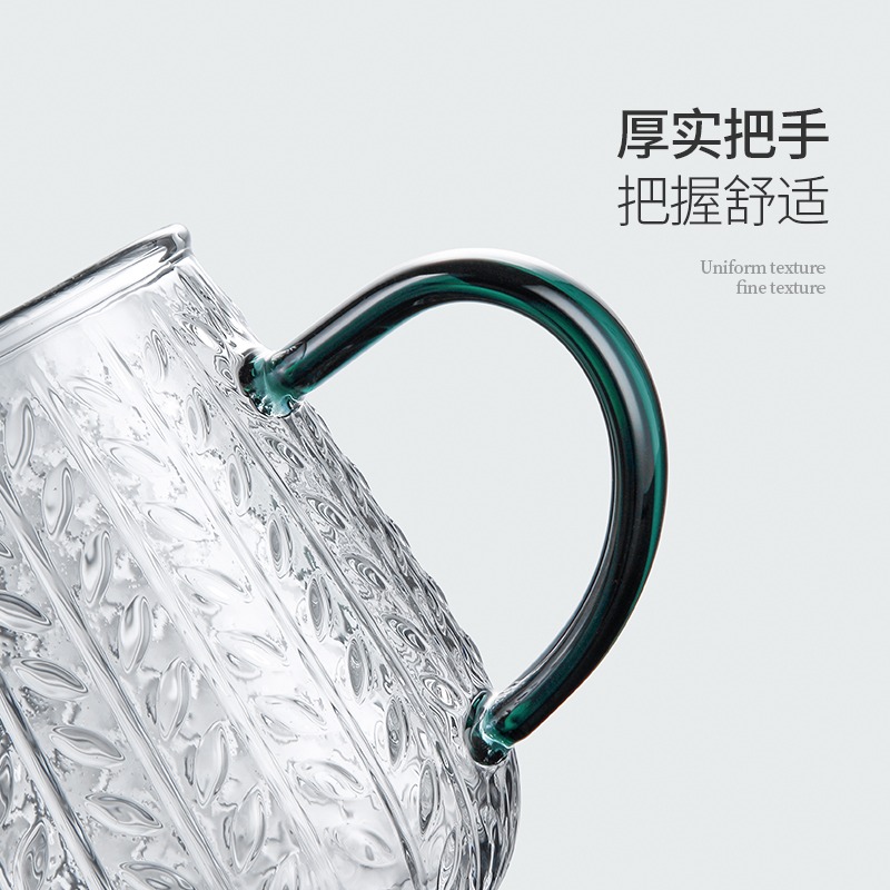 玻璃杯帶把家用高顏值水杯男女早餐杯燕麥片牛奶杯咖啡杯創意簡約-細節圖5