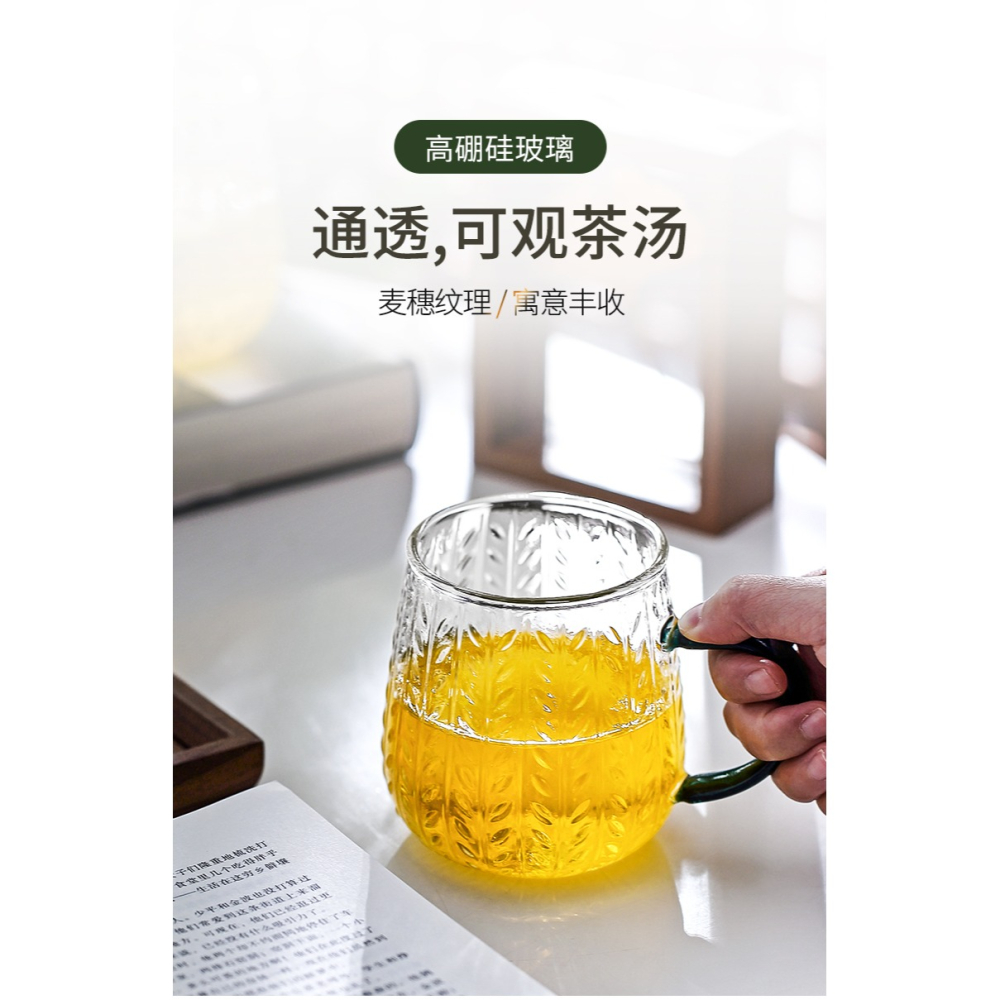 玻璃杯帶把家用高顏值水杯男女早餐杯燕麥片牛奶杯咖啡杯創意簡約-細節圖6