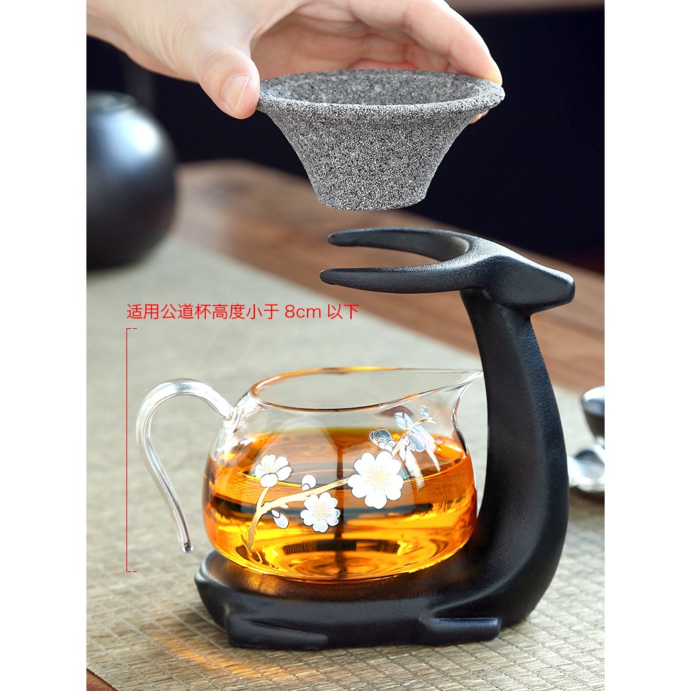 唐豐無孔茶漏家用辦公氧化鋁礦石茶濾創意個性濾架功夫茶過濾器A-細節圖4
