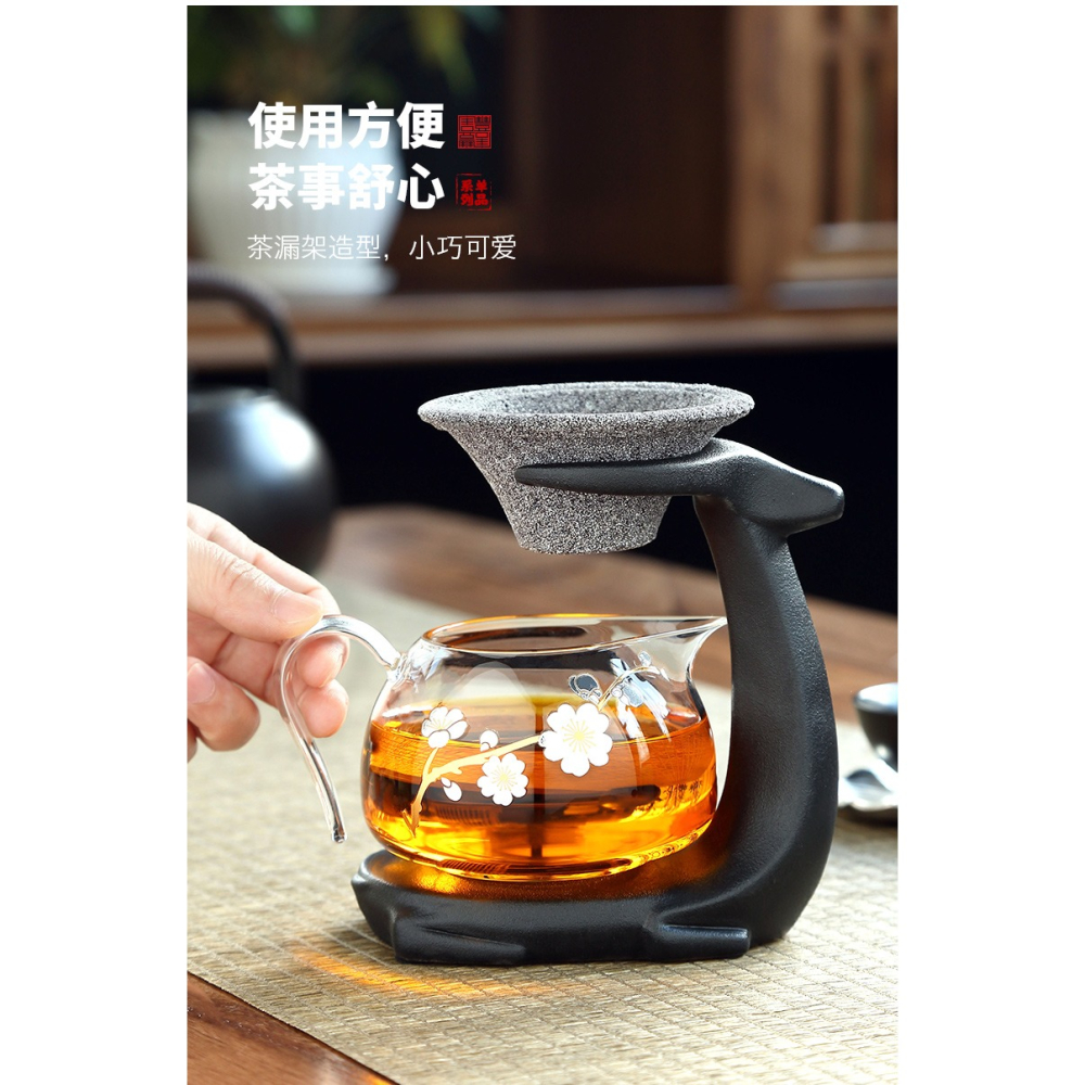 唐豐無孔茶漏家用辦公氧化鋁礦石茶濾創意個性濾架功夫茶過濾器A-細節圖9