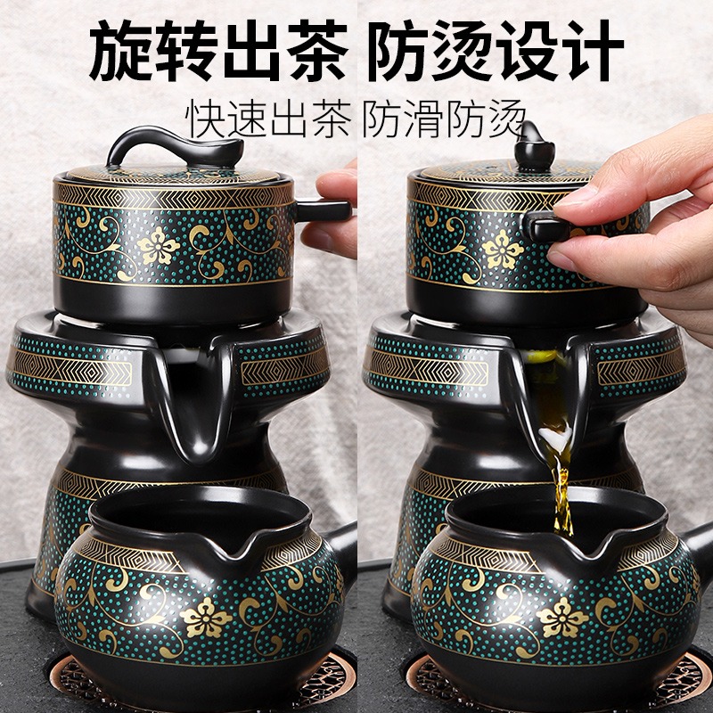 唐豐自動茶具禮盒裝家用客廳石磨懶人泡茶器辦公會客陶瓷小套A-細節圖3