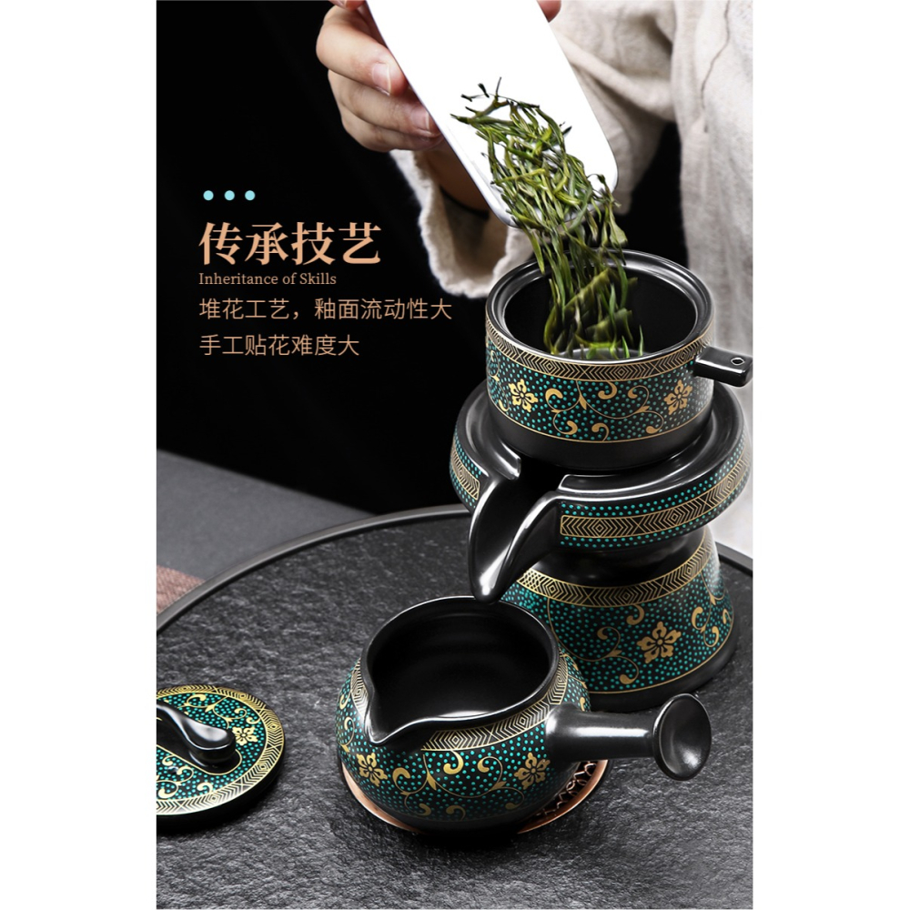 唐豐自動茶具禮盒裝家用客廳石磨懶人泡茶器辦公會客陶瓷小套A-細節圖10