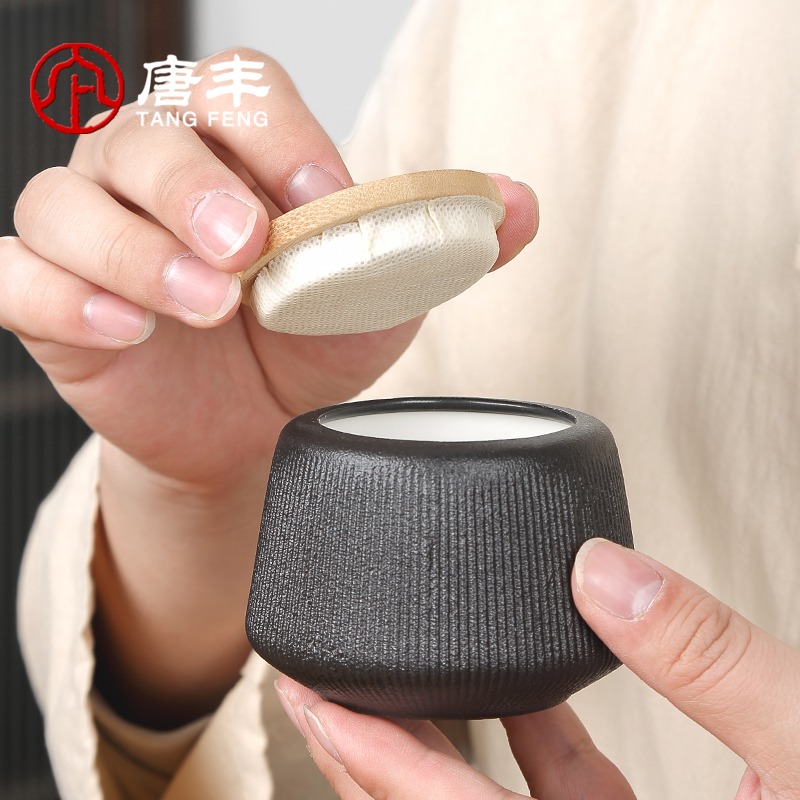 唐豐功夫茶具禮盒裝家用客廳黑陶側把泡茶壺小套幹泡盤簡約陶瓷-細節圖3