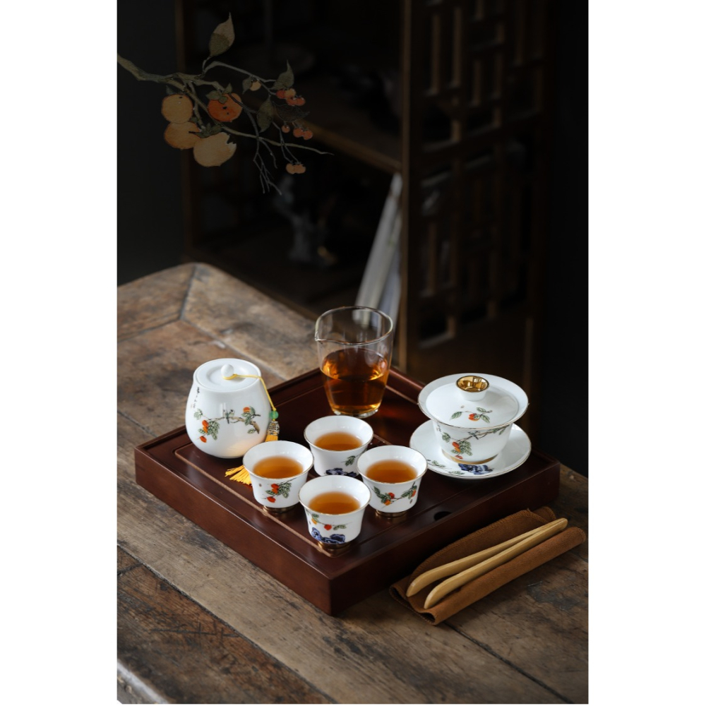 唐豐三才蓋碗茶禮套組家用戶外泡茶壺便攜禮盒小號茶葉罐200005-細節圖6