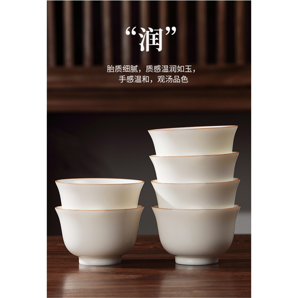 唐豐功夫茶具白玉茶杯套裝家用簡約現代開片蓋碗陶瓷整套禮盒裝-細節圖10