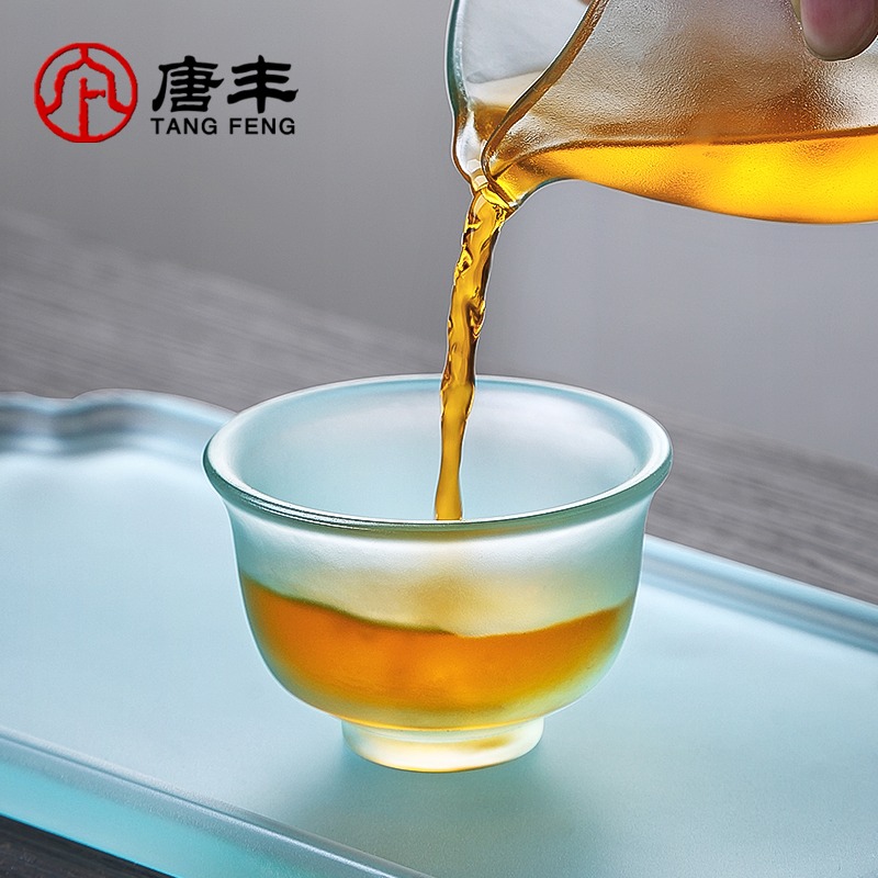 唐豐琉璃品茗杯單個家用個人功夫茶主人杯小清新磨砂小茶杯簡約-細節圖2
