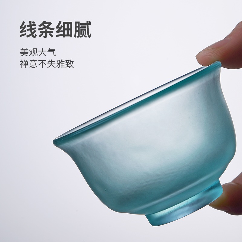 唐豐琉璃品茗杯單個家用個人功夫茶主人杯小清新磨砂小茶杯簡約-細節圖3
