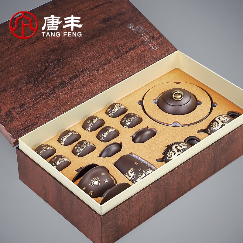 唐豐紫砂功夫茶具禮盒裝家用客廳簡約茶壺茶杯中式復古送領導長輩-細節圖5