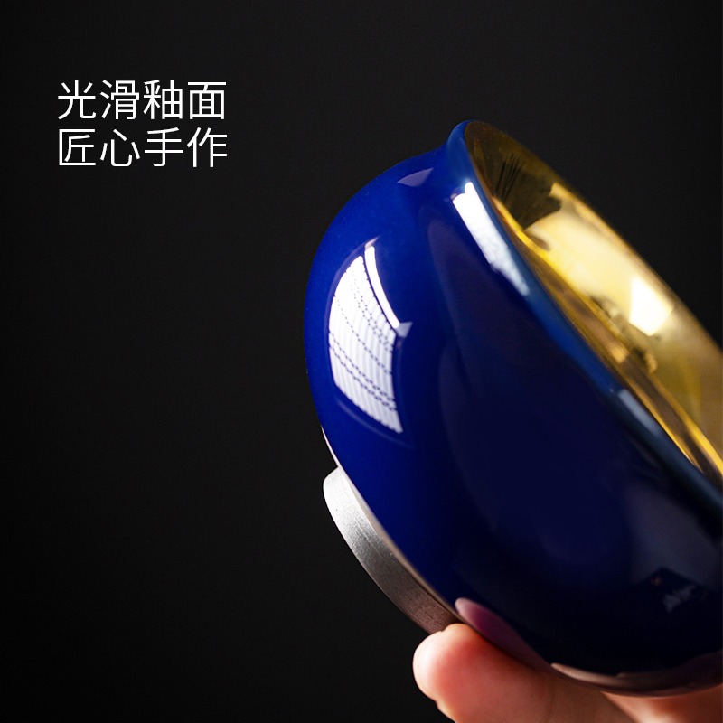鎏金品茗杯家用功夫小茶盞創意主人杯單杯個人喝茶杯陶瓷一口杯-細節圖3