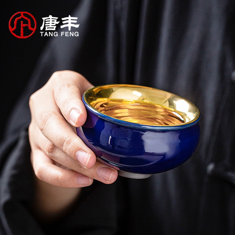 鎏金品茗杯家用功夫小茶盞創意主人杯單杯個人喝茶杯陶瓷一口杯-細節圖5