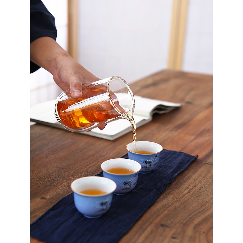唐豐收納便攜旅行茶具雙層過濾玻璃泡茶壺辦公戶外快客杯一壺三杯-細節圖3