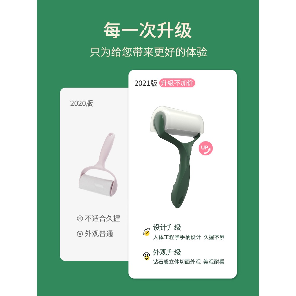 粘毛器滾筒輪可撕式替換卷紙滾刷沾塵去除頭發衣服黏吸毛清理神器-細節圖3