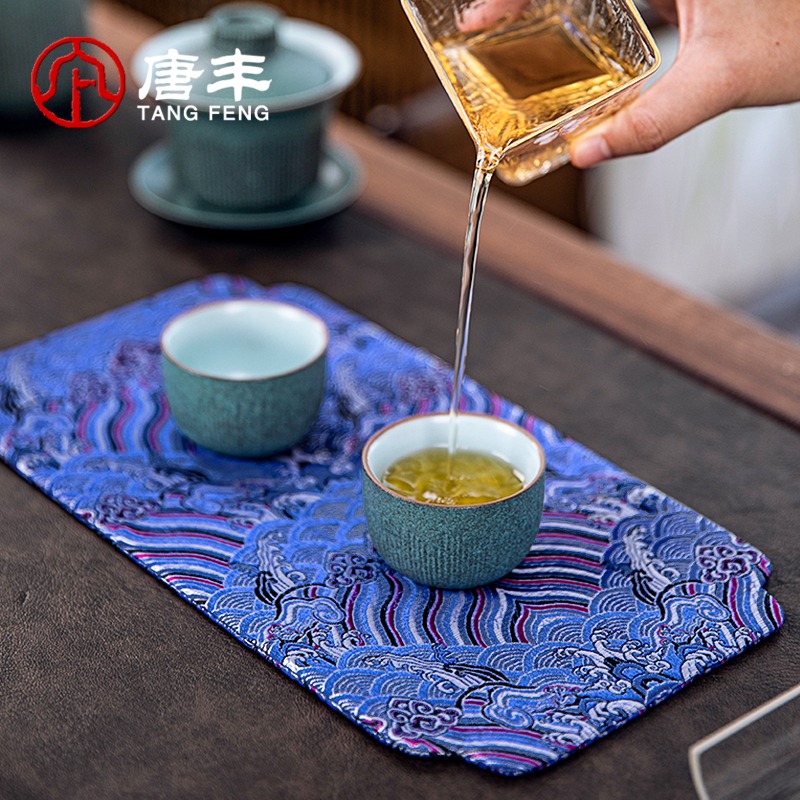 唐豐茶席家用中式禪意小桌旗功夫茶道布藝茶墊幹泡壺墊復古方巾A-細節圖4