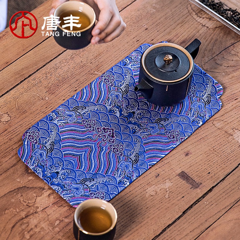 唐豐茶席家用中式禪意小桌旗功夫茶道布藝茶墊幹泡壺墊復古方巾A-細節圖5