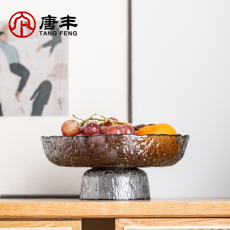 高腳玻璃果盤家用2021新款客廳茶幾擺件網紅輕奢新年糖果零食盤-細節圖2