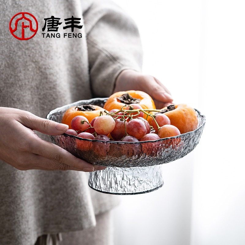 高腳玻璃果盤家用2021新款客廳茶幾擺件網紅輕奢新年糖果零食盤-細節圖3